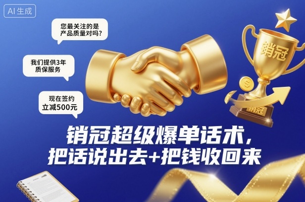 销冠超级爆单话术，把话说出去+把钱收回来-3YVIP资源库