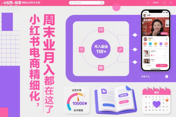 小红书电商精细化运营全流程，周末副业月入1W+，全套方法都在这了-3YVIP资源库