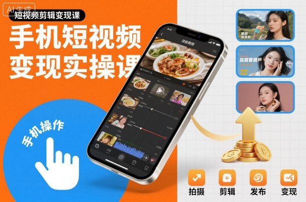 手机短视频变现实操课，短视频剪辑变现课-3YVIP资源库